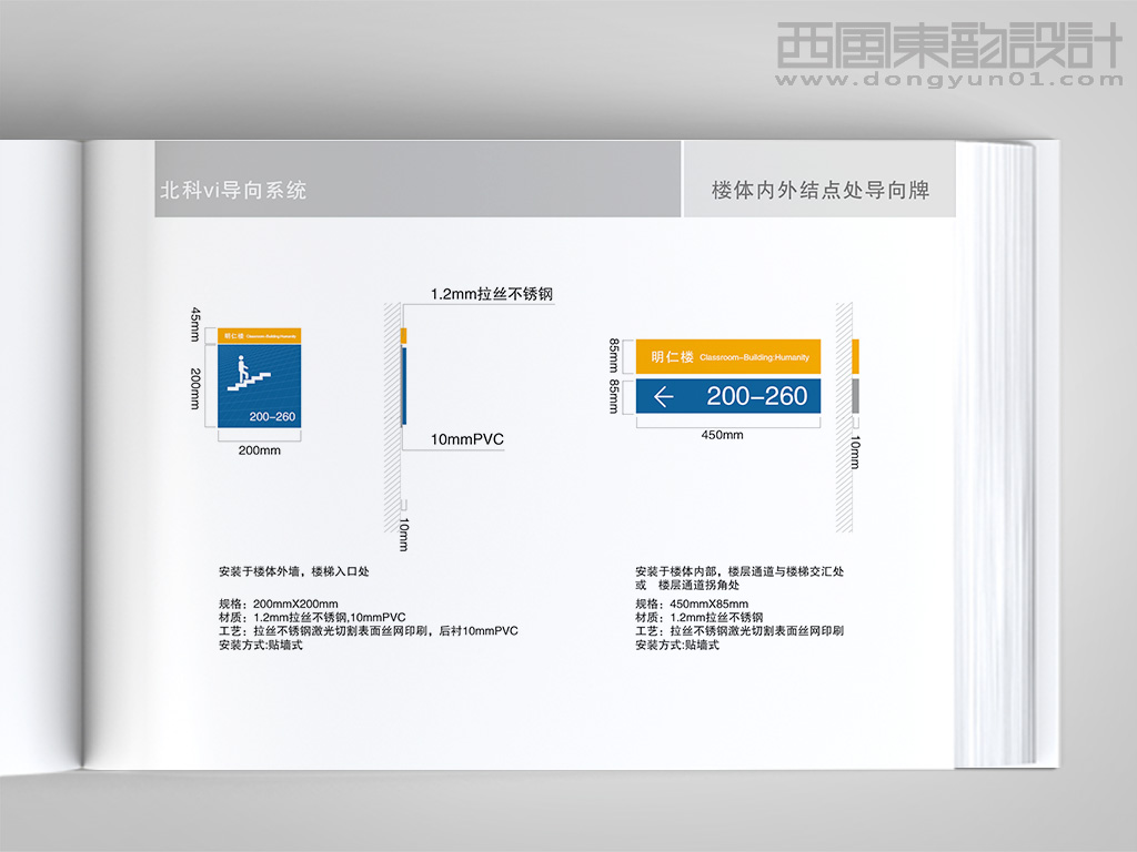 北京科技職業學院vi設計---環境導視設計樓體轉向處導視牌設計
