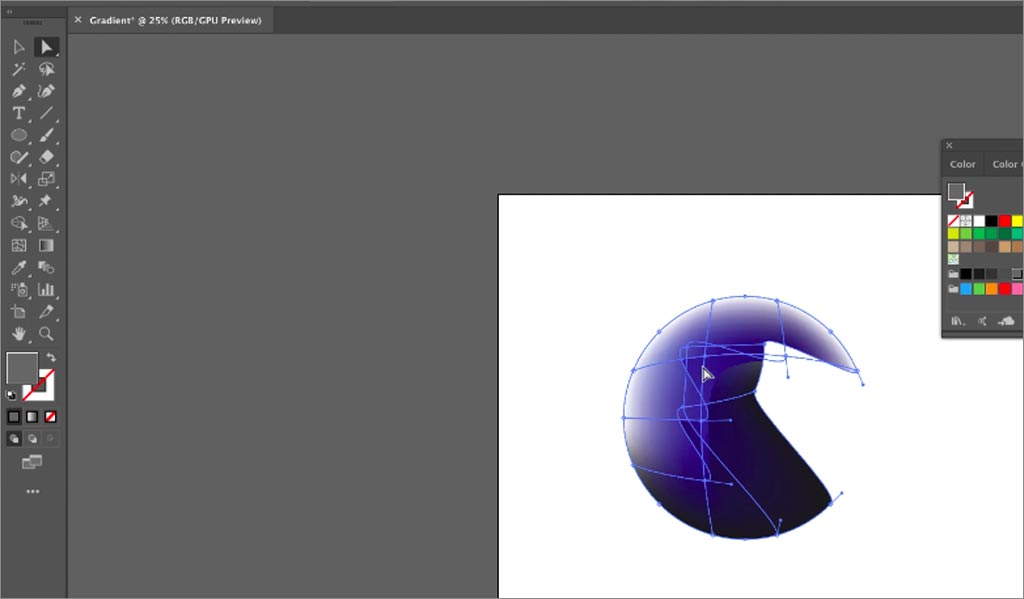 ADOBE ILLUSTRATOR設(shè)計(jì)軟件中漸變網(wǎng)格工具的使用圖文教程5）調(diào)整對象的形狀