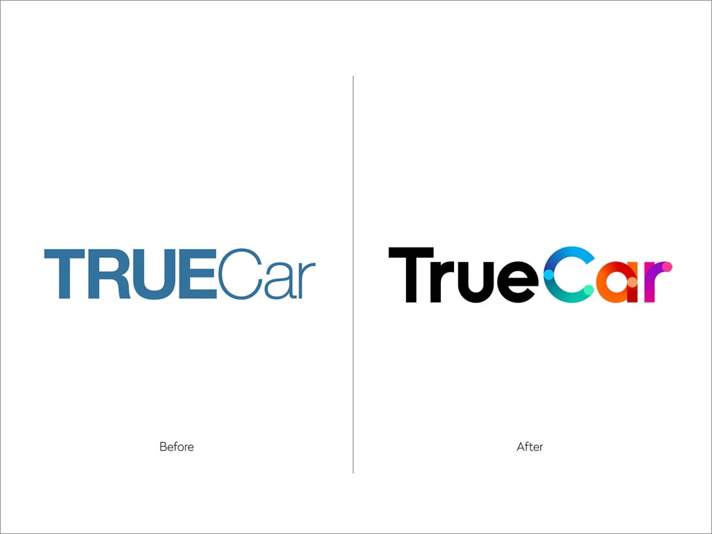 美國TrueCar汽車電商網站交易平臺新舊logo設計對比