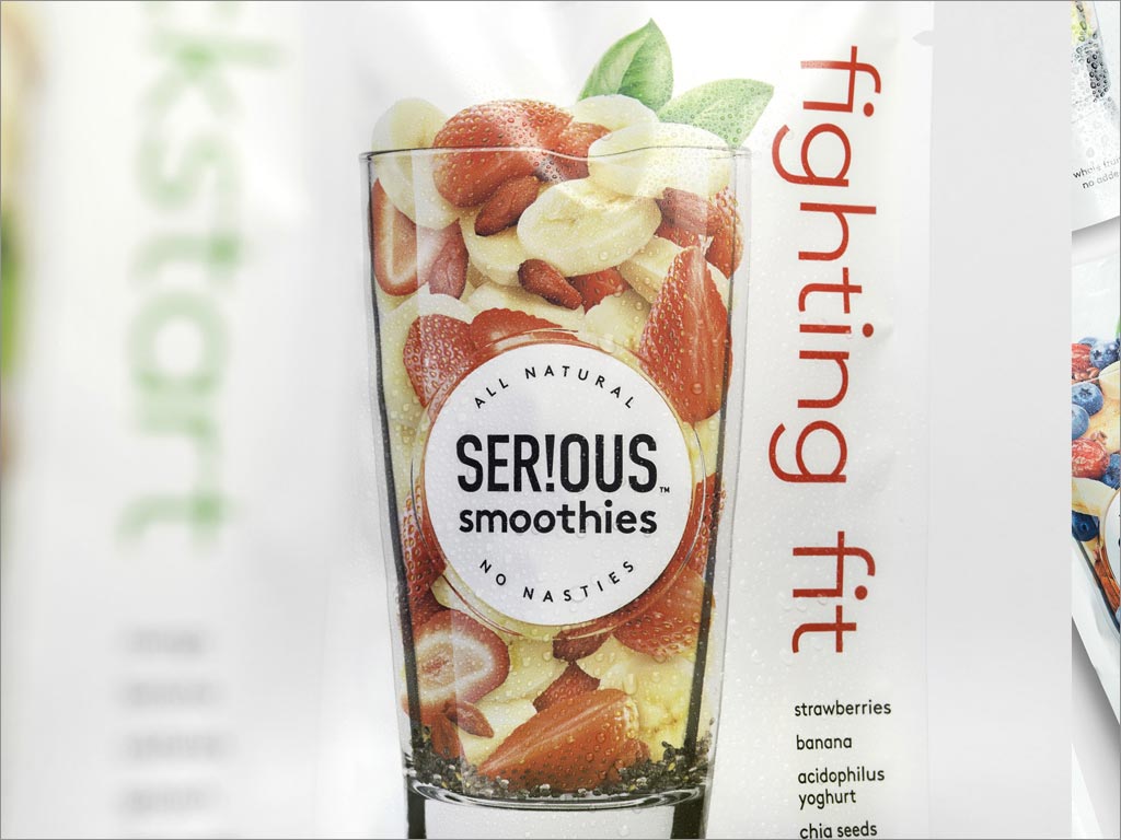 新西蘭Serious Smoothies水果冰沙飲料包裝設計之局部細節特寫